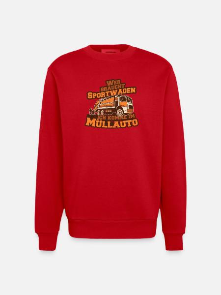 Müllauto Spruch - Heavyweight Oversized Organic Crew Neck Made in EU - Rot