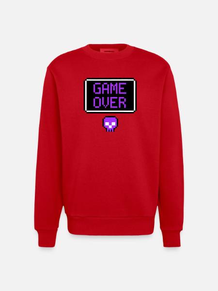 Game Over Skull Pixel Art - Heavyweight Oversized Organic Crew Neck Made in EU - red