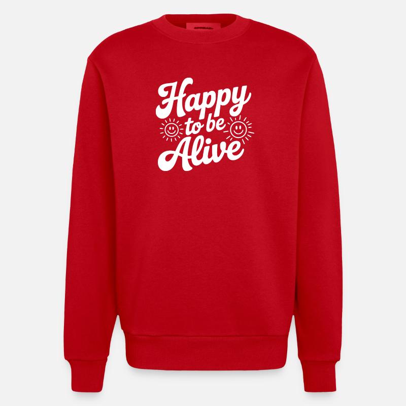 Glücklich, am Leben zu sein - Heavyweight Oversized Organic Crew Neck Made in EU - Rot