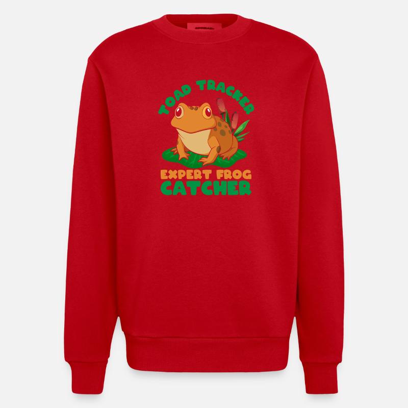 Frog Catcher Toad Tracker Expert Frog - Heavyweight Oversized Organic Crew Neck Made in EU - Rot