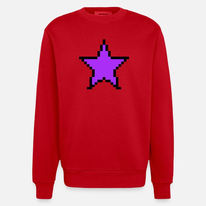 Pixel Stern 8-Bit Power Up - Heavyweight Oversized Organic Crew Neck Made in EU - Rot