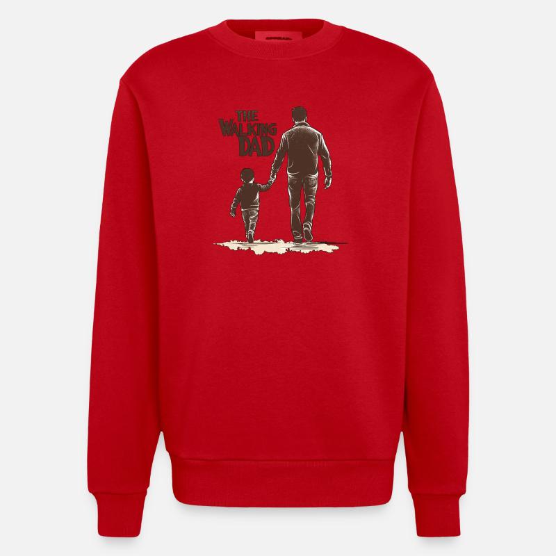 The walking dad - Heavyweight Oversized Organic Crew Neck Made in EU - red