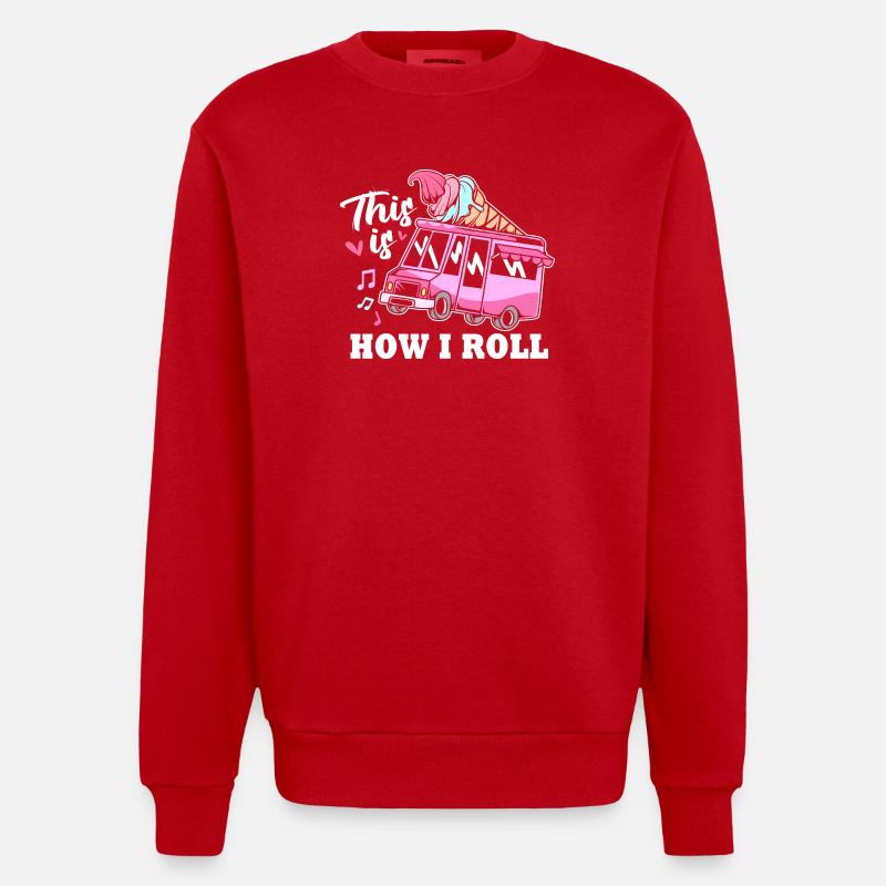 Eisdiele Eiswagen Eis Eiscreme - Heavyweight Oversized Organic Crew Neck Made in EU - red