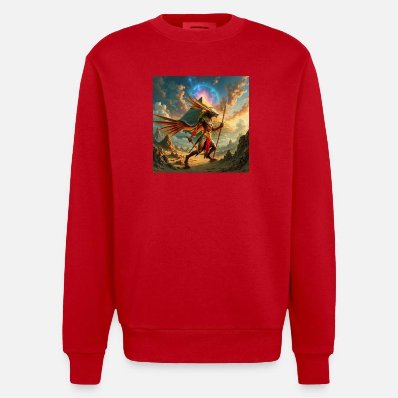 Gardien ailé de la pyramide - Sweat bio épais oversize fabriqué en UE - rouge