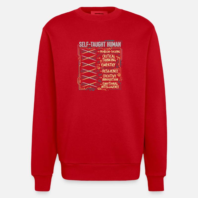 École à domicile - Sweat bio épais oversize fabriqué en UE - rouge