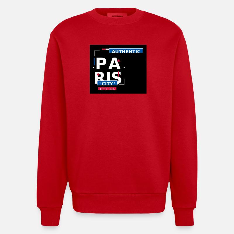 Authentische Stadt Paris 1966 - Heavyweight Oversized Organic Crew Neck Made in EU - Rot