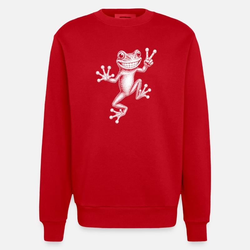 tree frog - Heavyweight Oversized Organic Crew Neck Made in EU - red