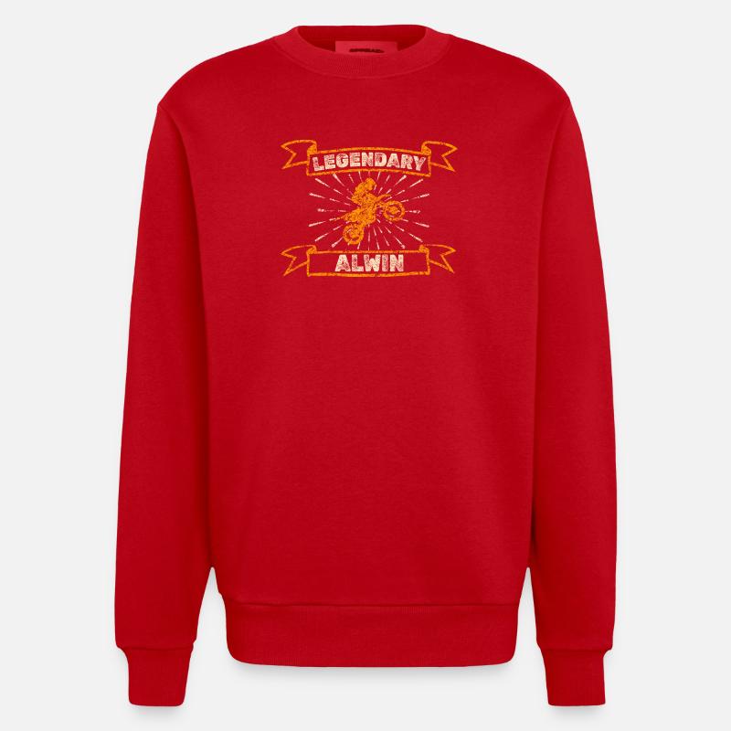 Alwin as a biker - Heavyweight Oversized Organic Crew Neck Made in EU - red