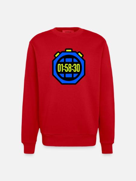Stopwatch Best Time Half Marathon - Heavyweight Oversized Organic Crew Neck Made in EU - red
