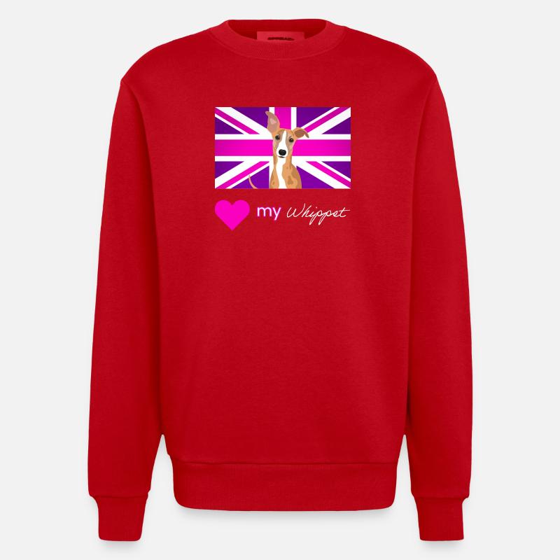 PURPLEWHIPPET (Texte blanc, Vibrant) - Sweat bio épais oversize fabriqué en UE - rouge