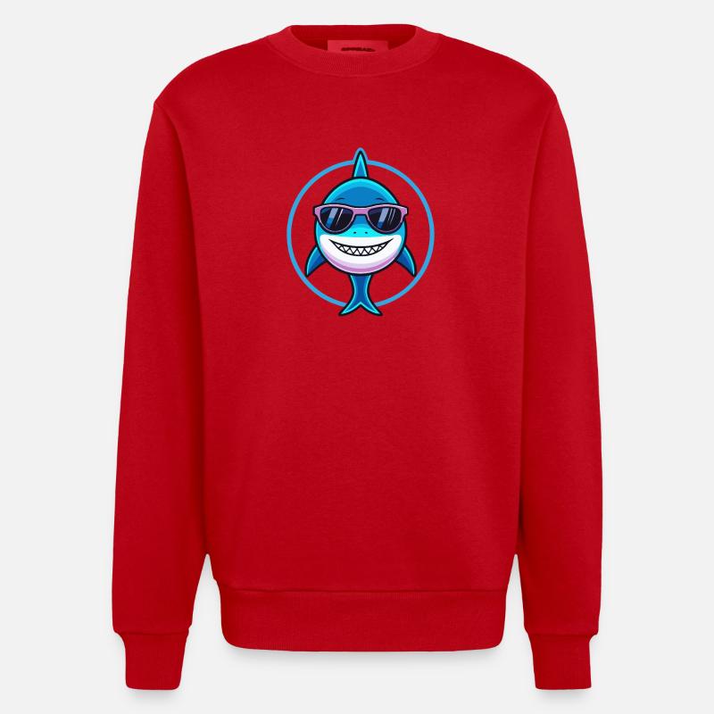 Requin stylé lunettes de soleil - Sweat bio épais oversize fabriqué en UE - rouge