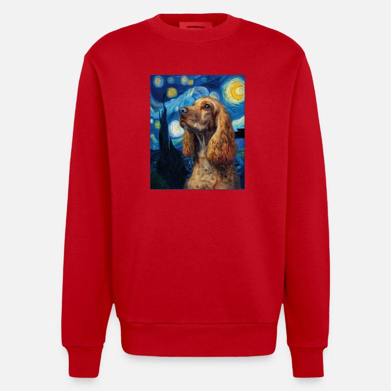 Cocker Spaniel Hund - Heavyweight Oversized Organic Crew Neck Made in EU - Rot