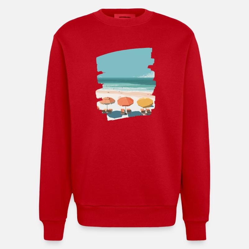 Palmiers de mer de plage - Sweat bio épais oversize fabriqué en UE - rouge