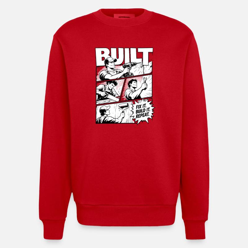 Built Fix It Build It Repeat - Heavyweight Oversized Organic Crew Neck Made in EU - Rot
