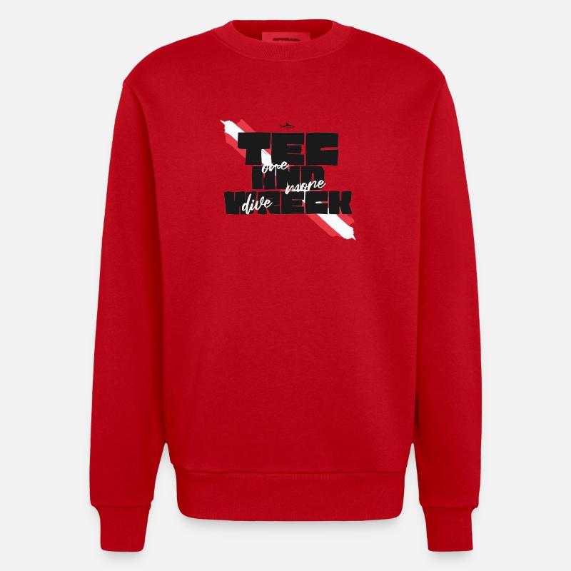 Tec & Wreck Scuba Diving Technischer Taucher - Heavyweight Oversized Organic Crew Neck Made in EU - Rot