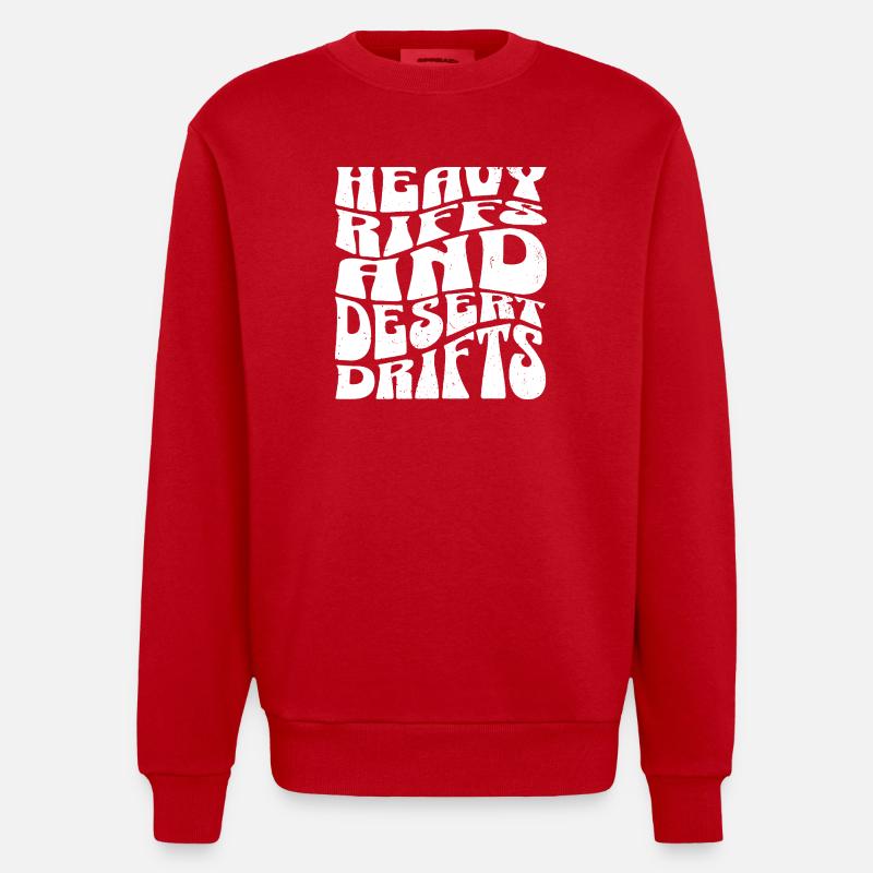 Riffs lourds et conflues désertiques. - Sweat bio épais oversize fabriqué en UE - rouge