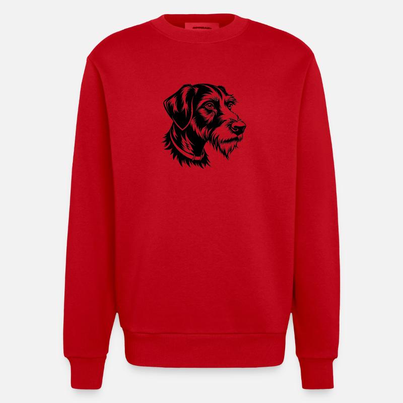 Deutscher Drahthaar-Pointer - Heavyweight Oversized Organic Crew Neck Made in EU - Rot