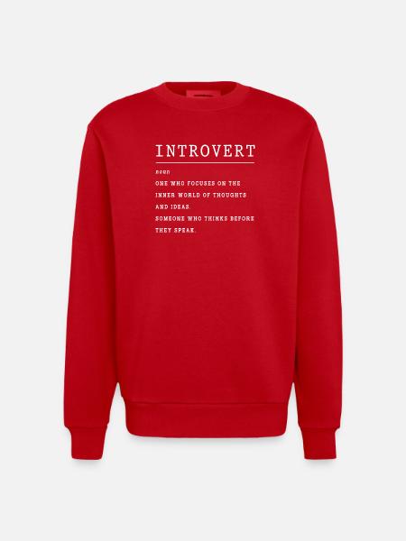 Introvert, anxiety, anxious, scaredy-cat - Heavyweight Oversized Organic Crew Neck Made in EU - red
