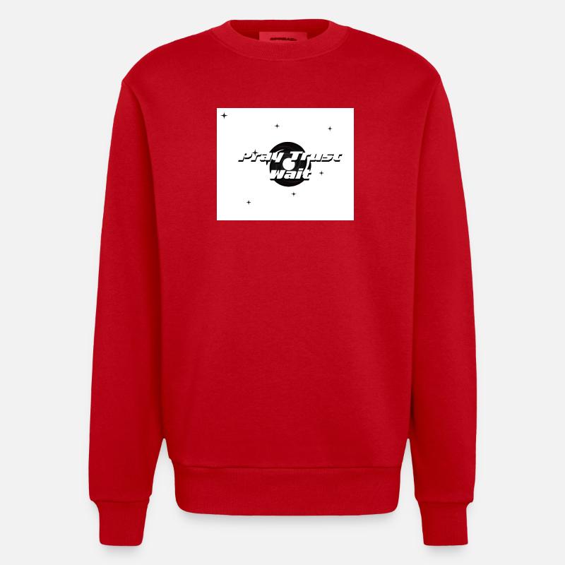 Pray, Trust and Wait - Heavyweight Oversized Organic Crew Neck Made in EU - red