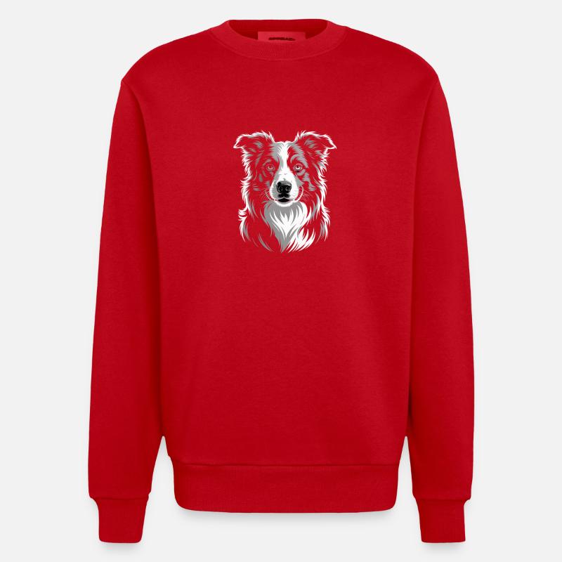 Border Collie - Sweat bio épais oversize fabriqué en UE - rouge