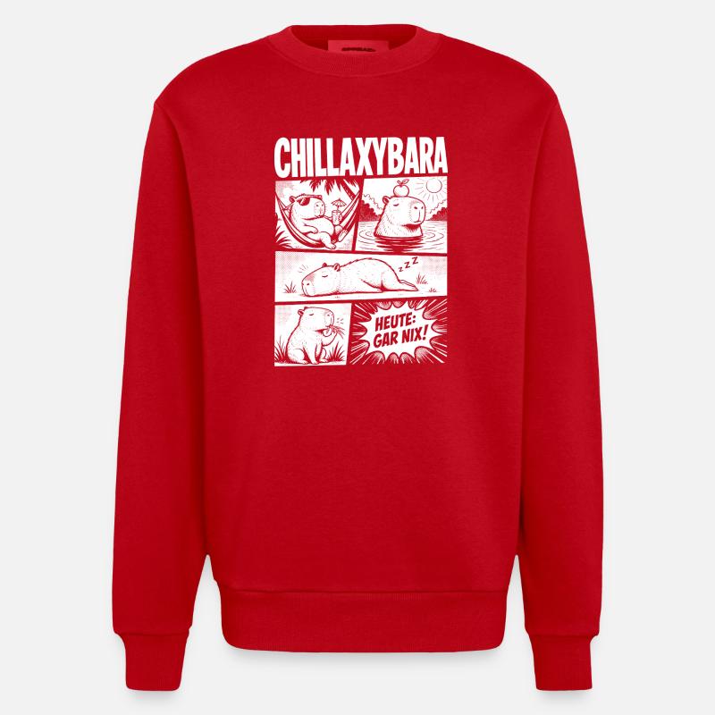 Chillax Capybara Relax Comic Design - Heavyweight Oversized Organic Crew Neck Made in EU - Rot