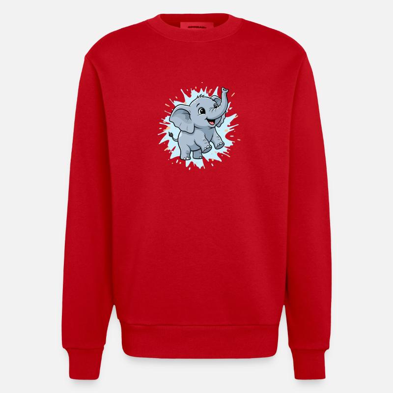 Cute elephant with paint splash - Heavyweight Oversized Organic Crew Neck Made in EU - red