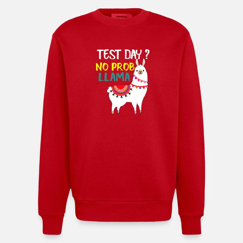 Test Day No Prob Llama - Heavyweight Oversized Organic Crew Neck Made in EU - red
