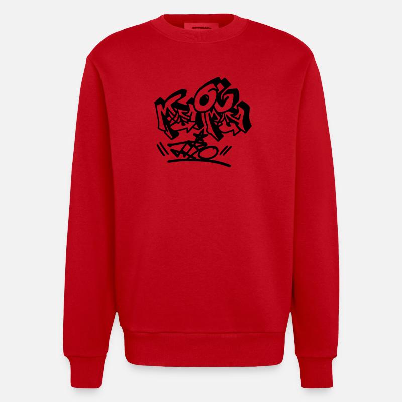 Explosive Graffiti Buchstaben - Heavyweight Oversized Organic Crew Neck Made in EU - Rot