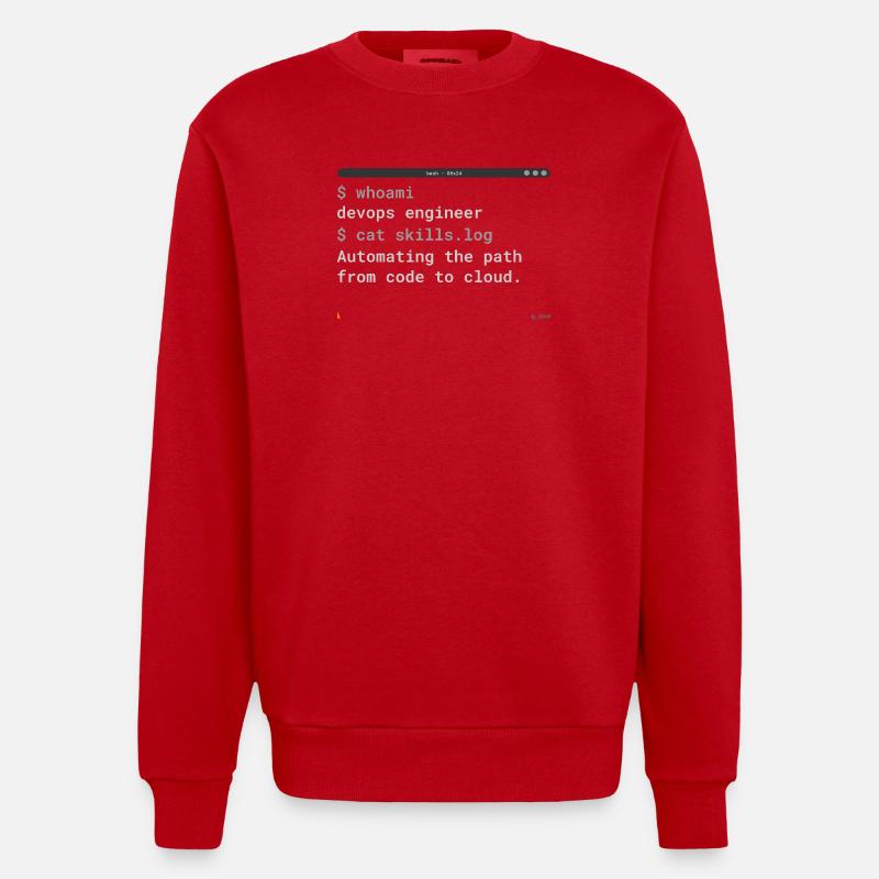 DevOps Engineer Terminal - IT Design - Heavyweight Oversized Organic Crew Neck Made in EU - Rot