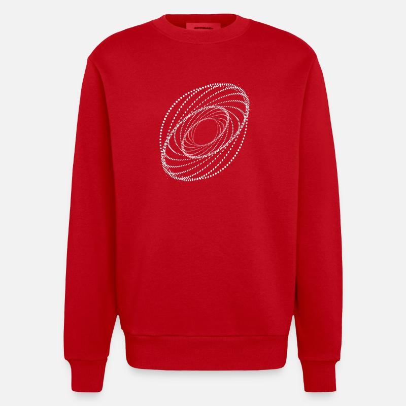 Dotted Spiral Vortex - Heavyweight Oversized Organic Crew Neck Made in EU - red