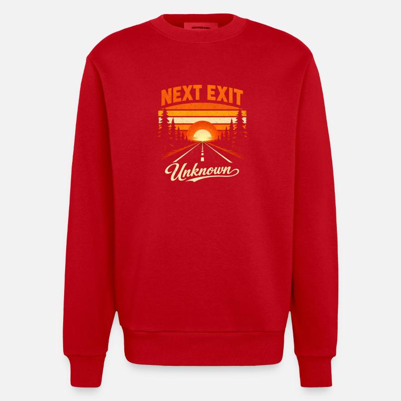Next exit Unknown | Road trip - Heavyweight Oversized Organic Crew Neck Made in EU - red