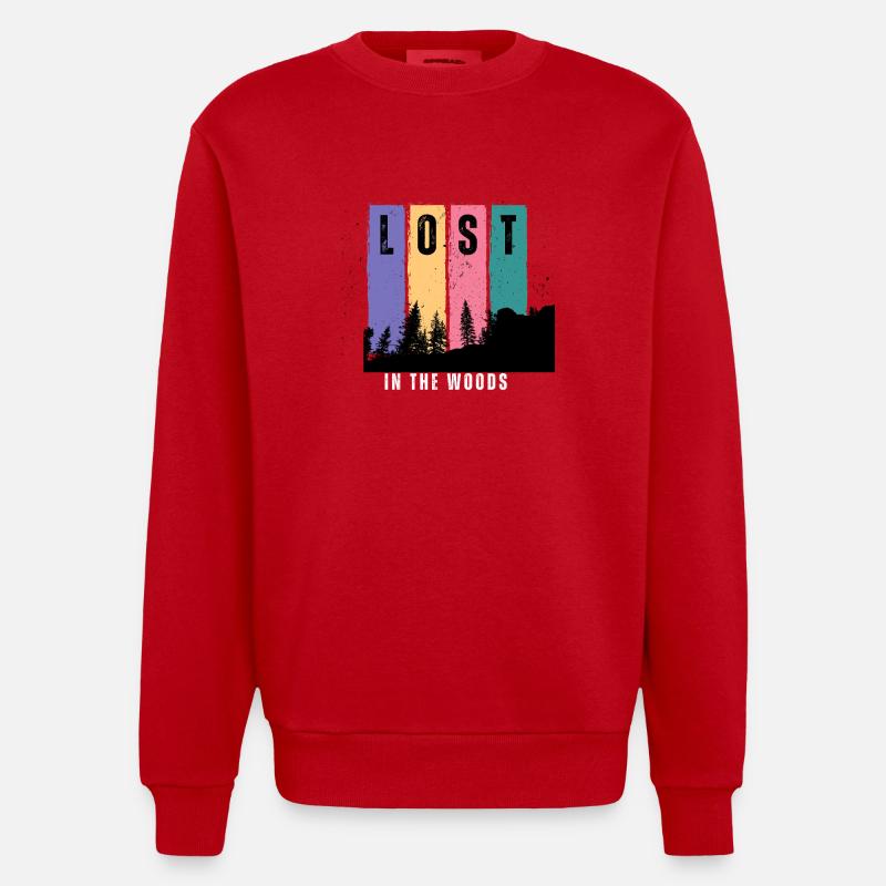 Perdu dans les bois - Sweat bio épais oversize fabriqué en UE - rouge