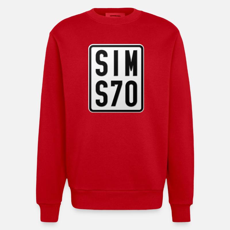 Simson S70 Moped Kennzeichen - Heavyweight Oversized Organic Crew Neck Made in EU - Rot