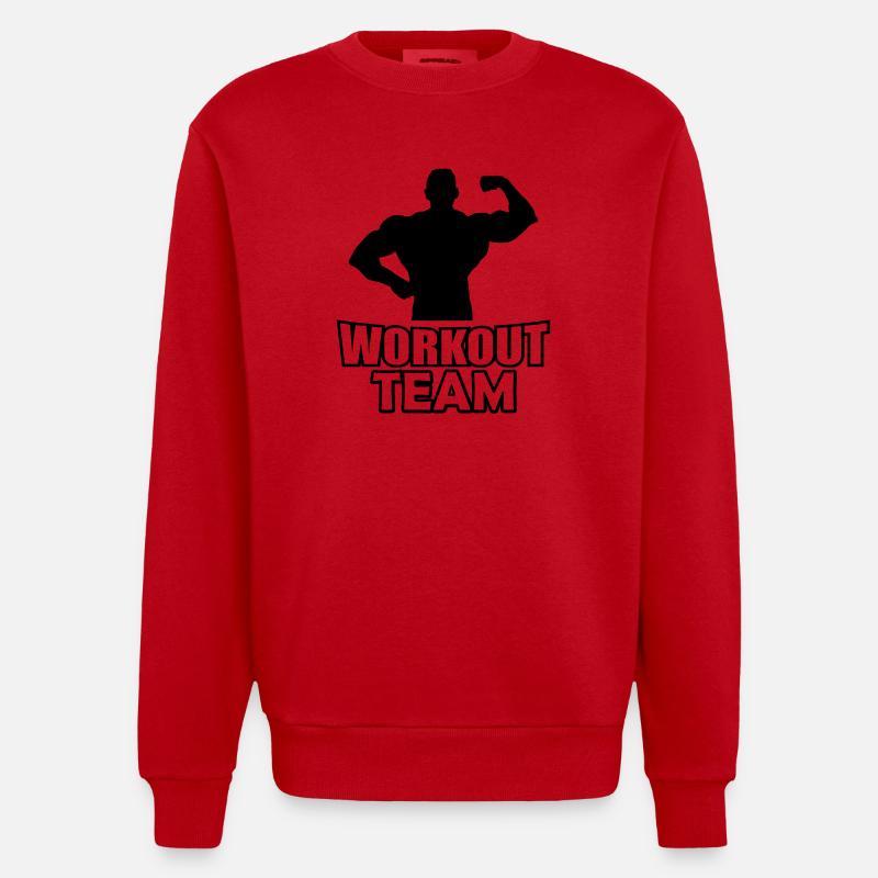 workout_team- - Sweat bio épais oversize fabriqué en UE - rouge