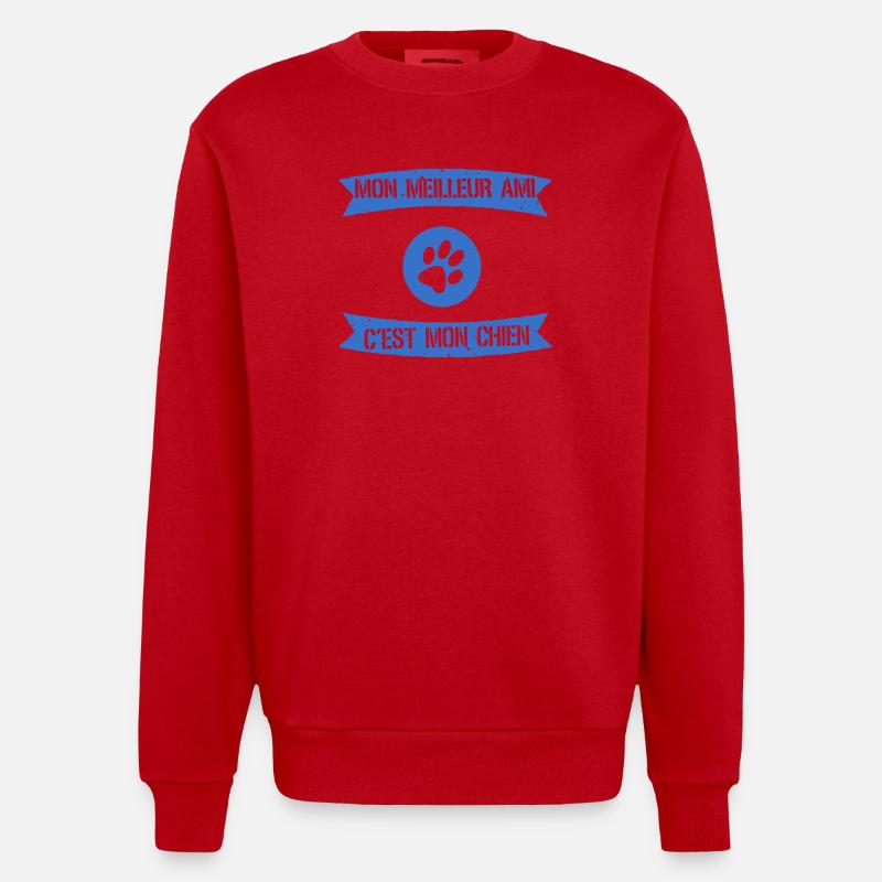 Meilleur Ami C'est Mon Chien - Sweat bio épais oversize fabriqué en UE - rouge