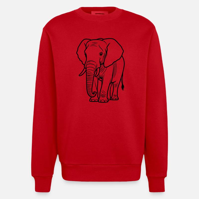 éléphant - Sweat bio épais oversize fabriqué en UE - rouge