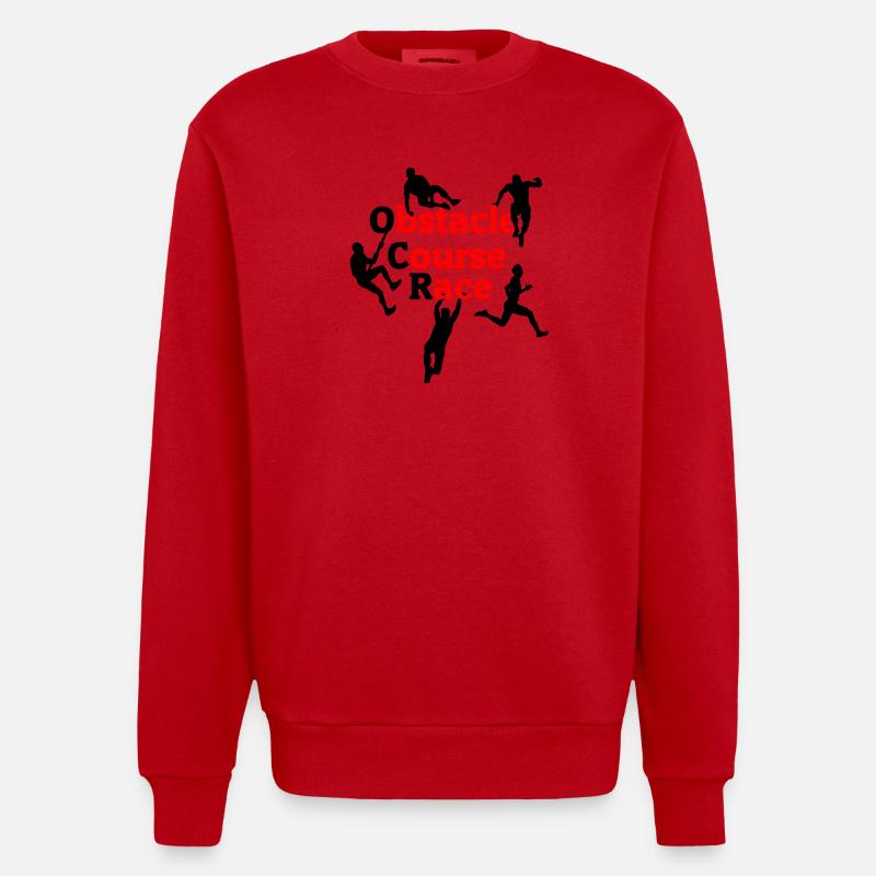 Hindernisparcoursrennen – Rotes Aufpralldesign - Heavyweight Oversized Organic Crew Neck Made in EU - Rot