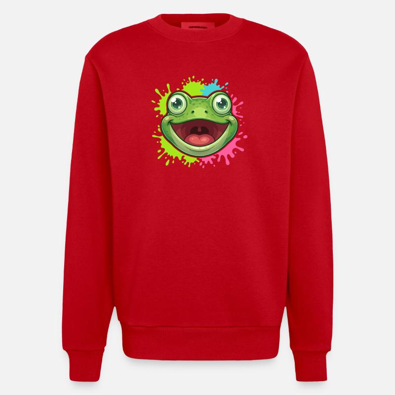 Fröhlicher Frosch Spritzer - Heavyweight Oversized Organic Crew Neck Made in EU - Rot