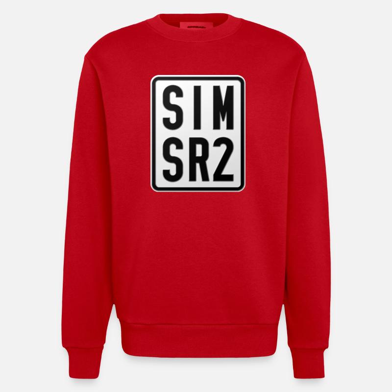 Simson SR2 Moped License Plate - Heavyweight Oversized Organic Crew Neck Made in EU - red