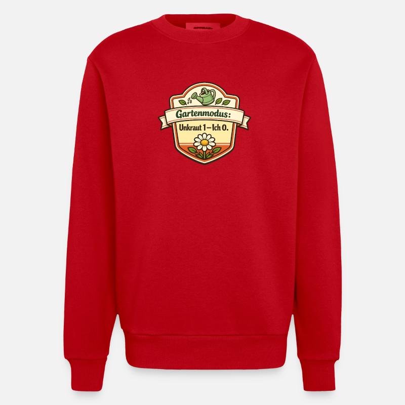Gartenmodus Unkraut 1–Ich 0 - Heavyweight Oversized Organic Crew Neck Made in EU - Rot