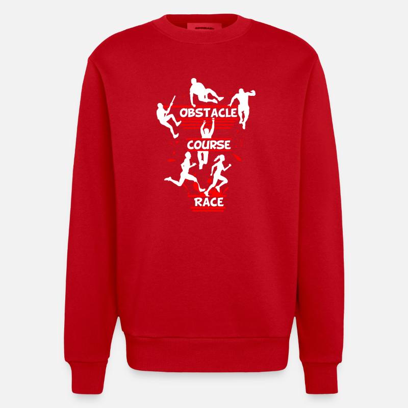 Course d’obstacles – Conception d’obstacles en ligne - Sweat bio épais oversize fabriqué en UE - rouge