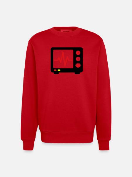 ECG Monitor Heartbeat Medicine - Heavyweight Oversized Organic Crew Neck Made in EU - red