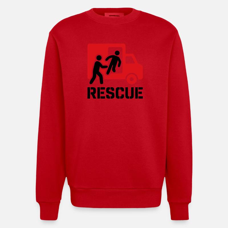 Rescue Rettungsdienst Einsatz - Heavyweight Oversized Organic Crew Neck Made in EU - Rot