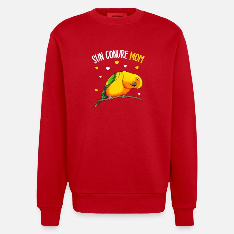 Sun Conure Mama - Heavyweight Oversized Organic Crew Neck Made in EU - Rot