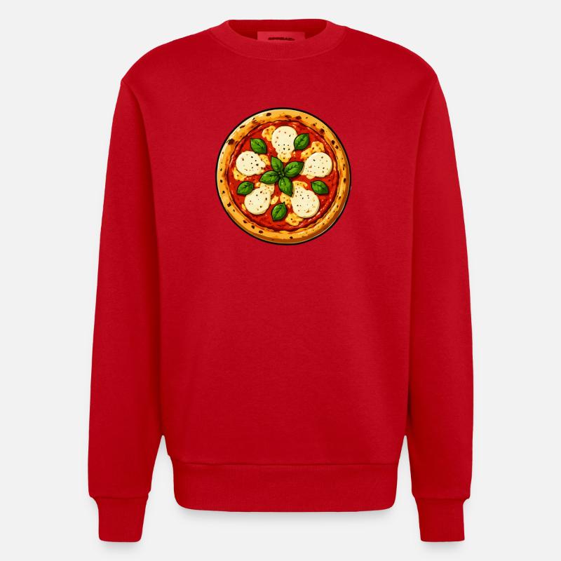 Basil Pizza Comic - Heavyweight Oversized Organic Crew Neck Made in EU - red