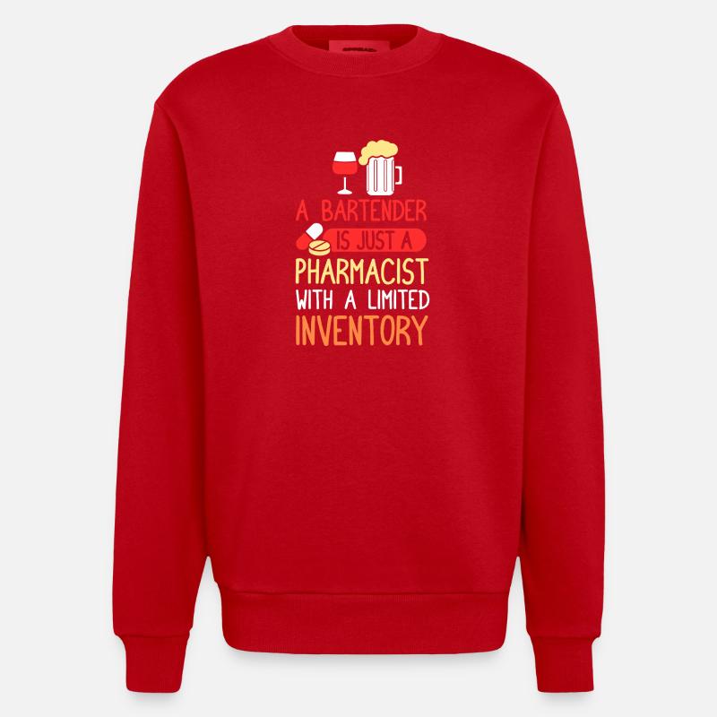 Barkeeper Kellner bartender Barmann - Heavyweight Oversized Organic Crew Neck Made in EU - Rot