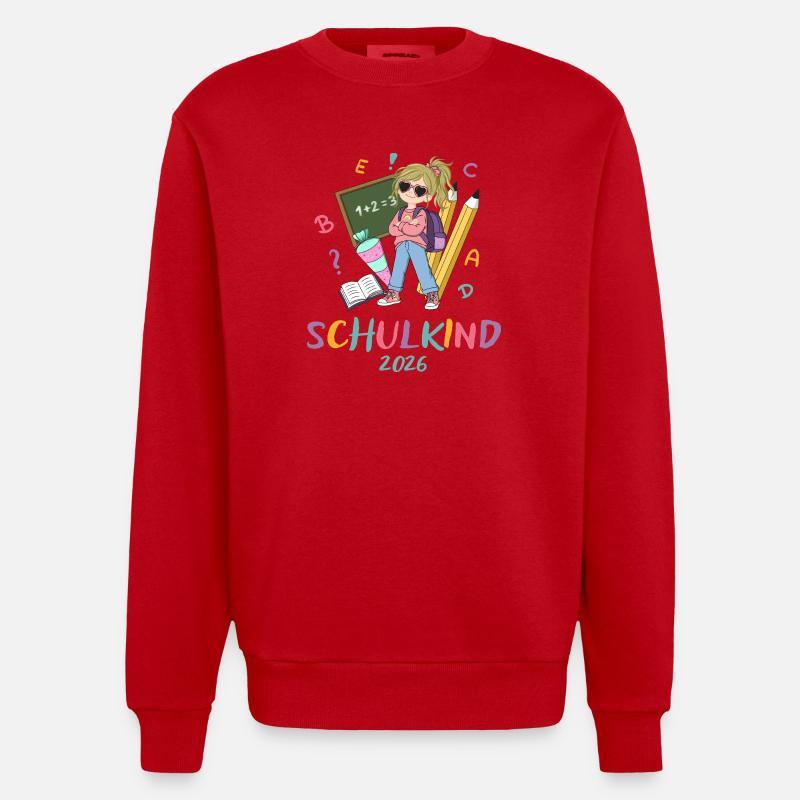 Schulkind 2026: Farbenfroh - Heavyweight Oversized Organic Crew Neck Made in EU - Rot