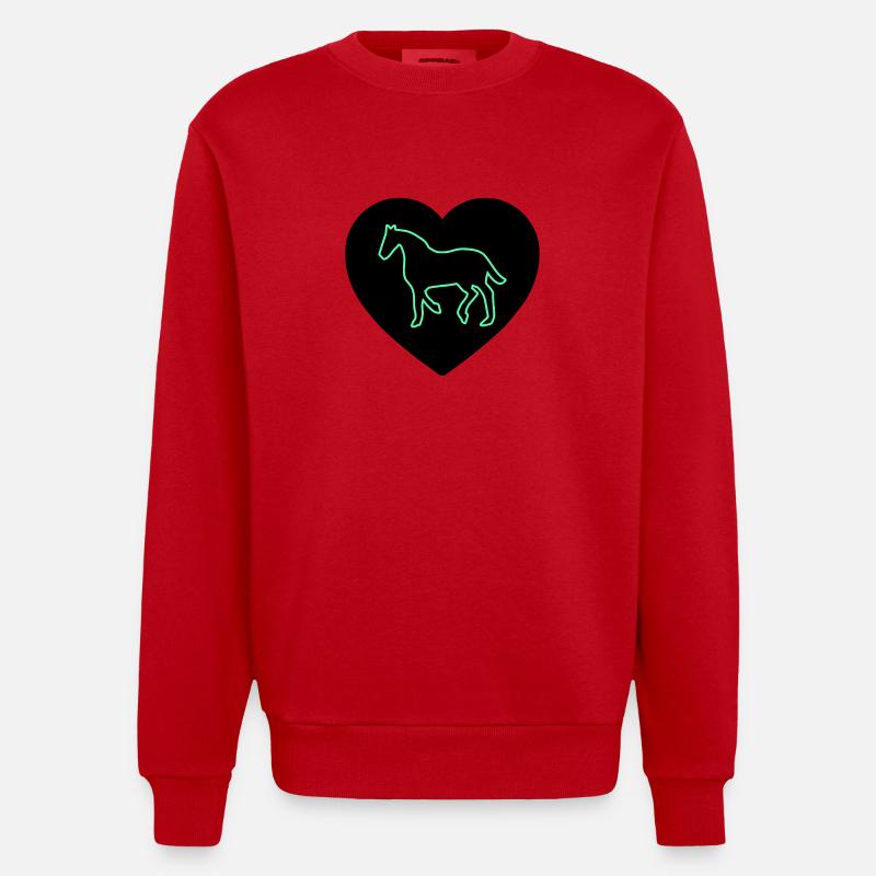 Chevaux - Sweat bio épais oversize fabriqué en UE - rouge