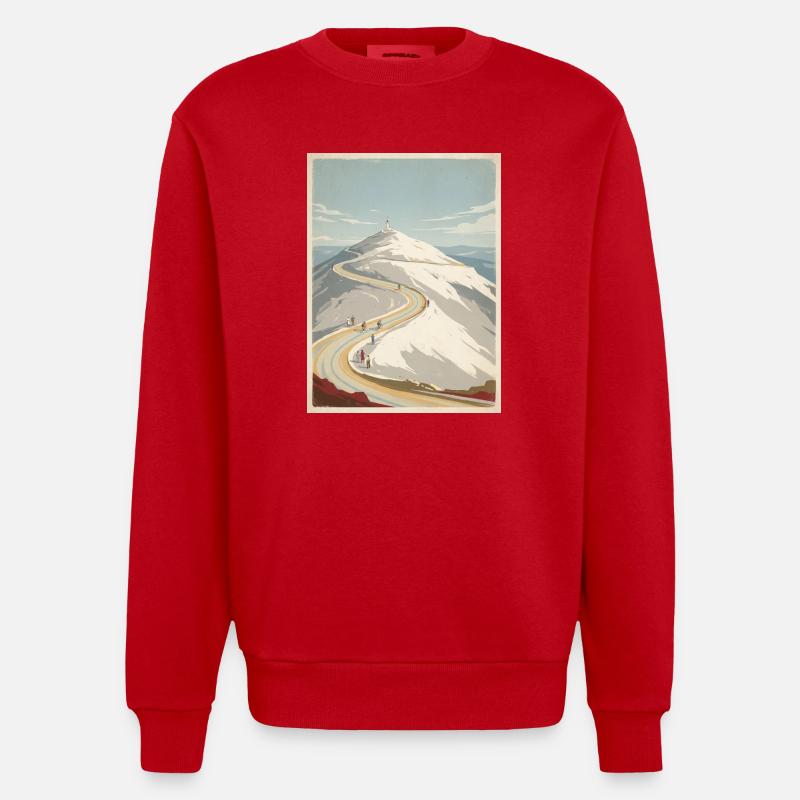 Ventoux Summit Road — Souvenir du cyclisme - Sweat bio épais oversize fabriqué en UE - rouge