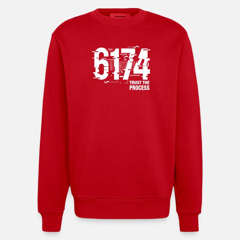 6174 Kaprekar Constant Glitch Math - Heavyweight Oversized Organic Crew Neck Made in EU - red